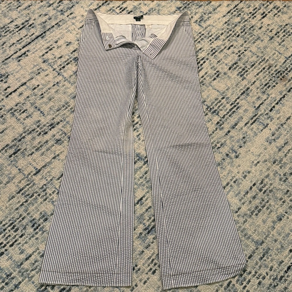 J Crew City Fit Seersucker Striped Flare Pants, Size 6 - Picture 7 of 16